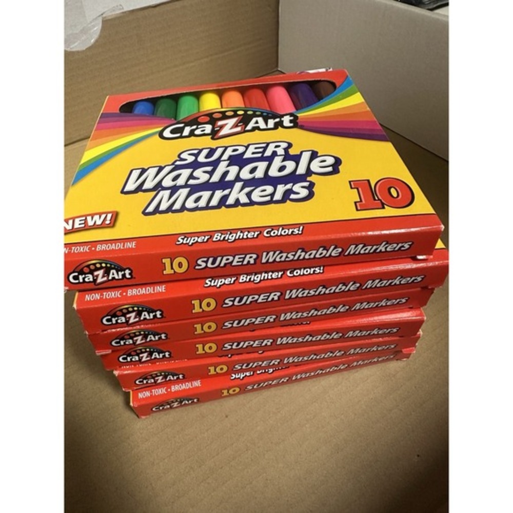 6 PACKS OF CRAZART  SUPER WASHABLE  MARKERS cra-z-art‎ pack of 10 colors